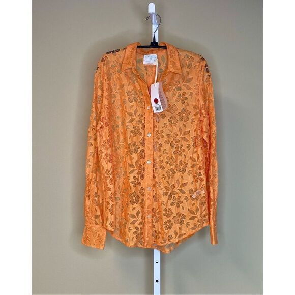 Forte Forte NWT Alen + On Lace in Tangerine Size 1 IT/ 4 US - Picture 5 of 11